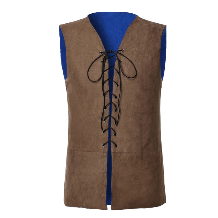 Pirate Tunic Vest For Men Medieval Renaissance Lace Up Reversible Waistcoat