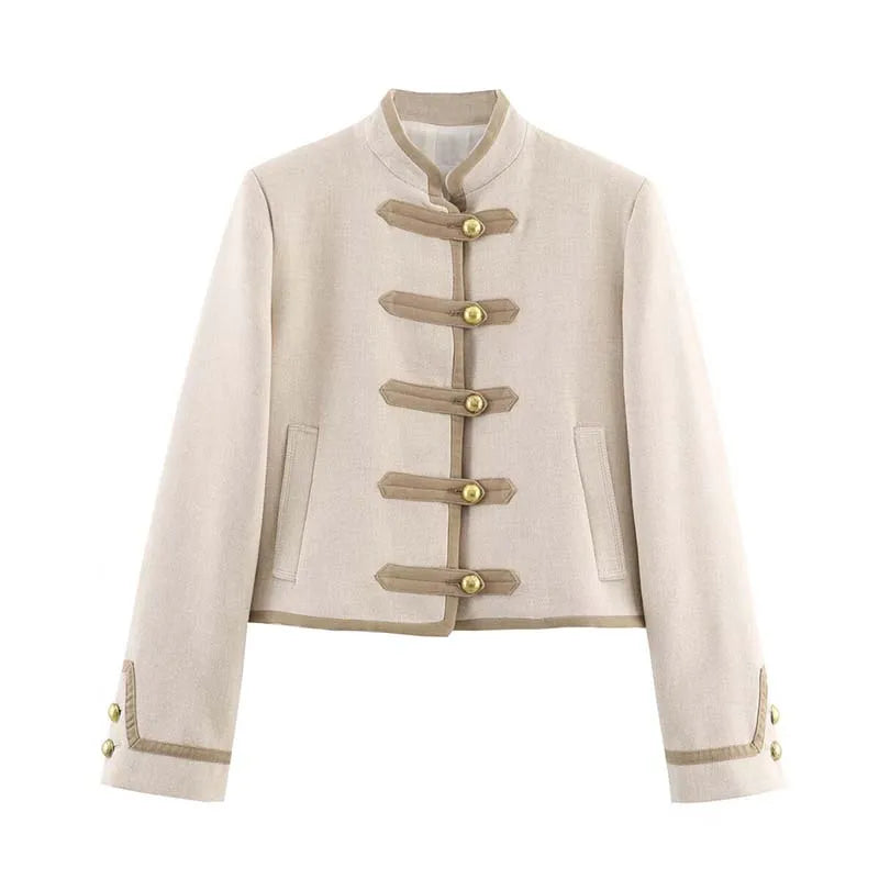 Women’s Autumn 2025 Jacket – Chic Long Sleeve Coat with Rope Knot Buckle