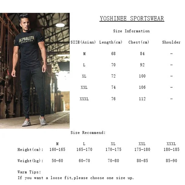 Men Muscle Shirts Cotton Elastic Slim Fit for Men Workout Casual Bodybuilding T-shirt Letter Printed