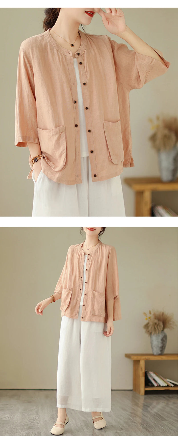 Woman Top Single-Breasted Loose Shirts & Blouses for Women Pocket Cheap Tops Female