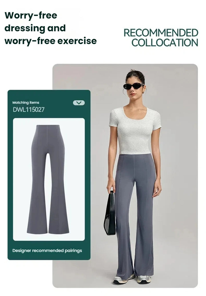 High-End Yoga Top for Women Summer Fitted Sports Short-Sleeve T-shirt Breathable Anti-Slip Cup Design