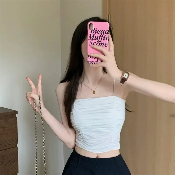 Women’s Corset Tank – Sleeveless Tube Top, White Camisole