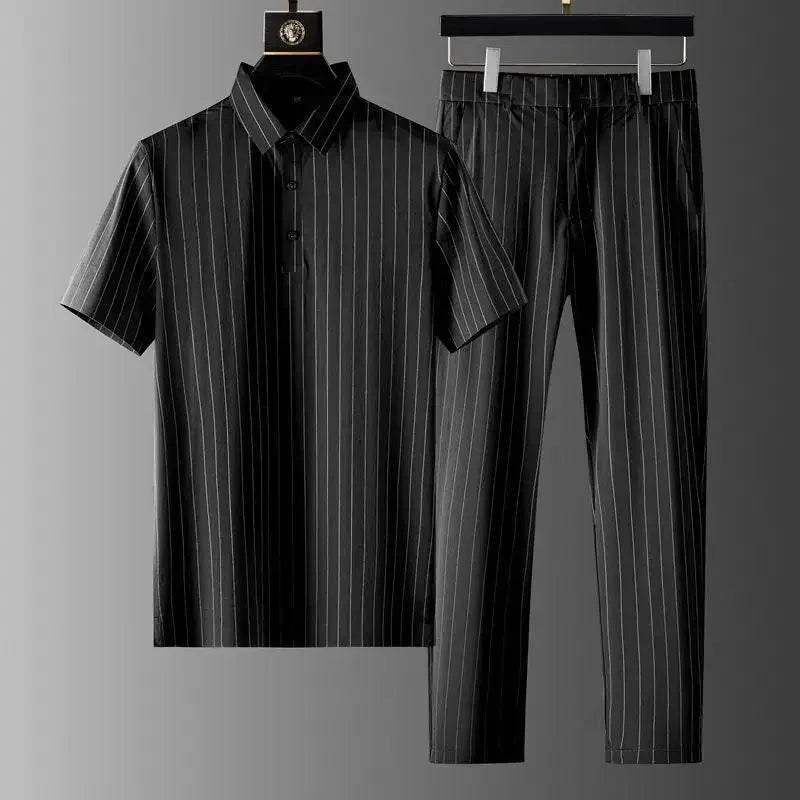 Male Shirts Trousers Sets No Logo Work Wear Slim Fit Cheap Clothes 2025 Trend Baggy Loose Outfits Regular Chic Men's Pants Set
