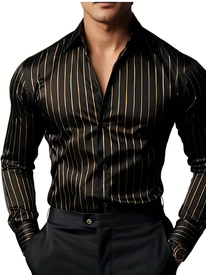 Man Shirts Elegant Formal Business Minimally Striped Print Design Casual Fashion Multifunctional Suit Substitute Shirts for Men