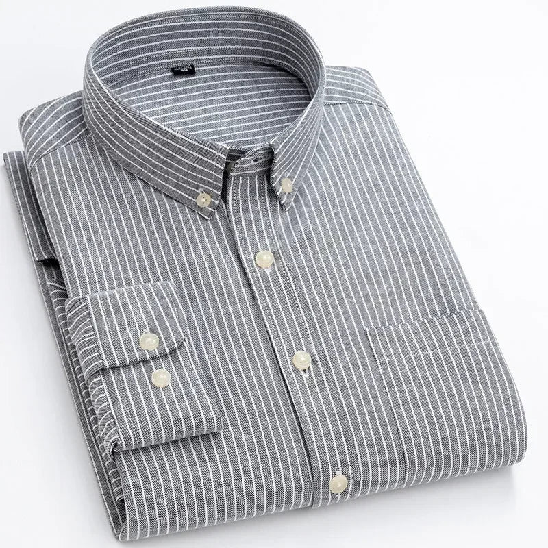 Men's Long Sleeve Shirt Spring Summer Autumn Winter Oxford Woven Slim Free Ironing Comfortable Soft Casual Fashion Simple Work