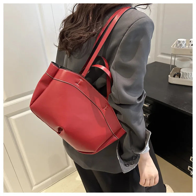 Women’s PU Leather Tote Bag – Large Vintage Shoulder & Crossbody Purse