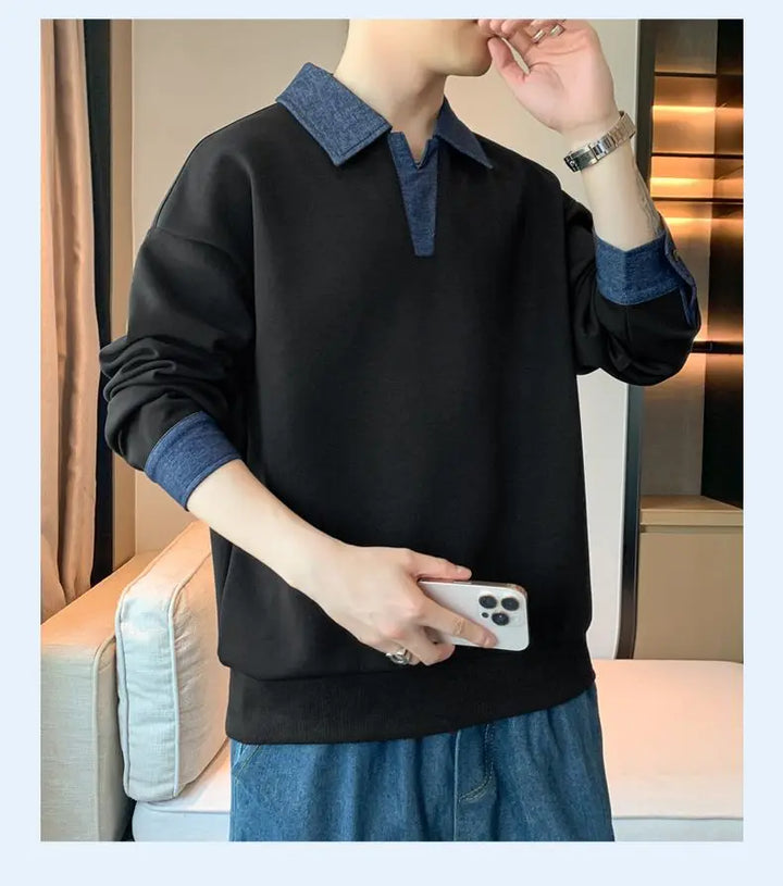 Men’s Spring/Autumn Sweatshirt – Trendy Loose Fit, Casual Long Sleeve