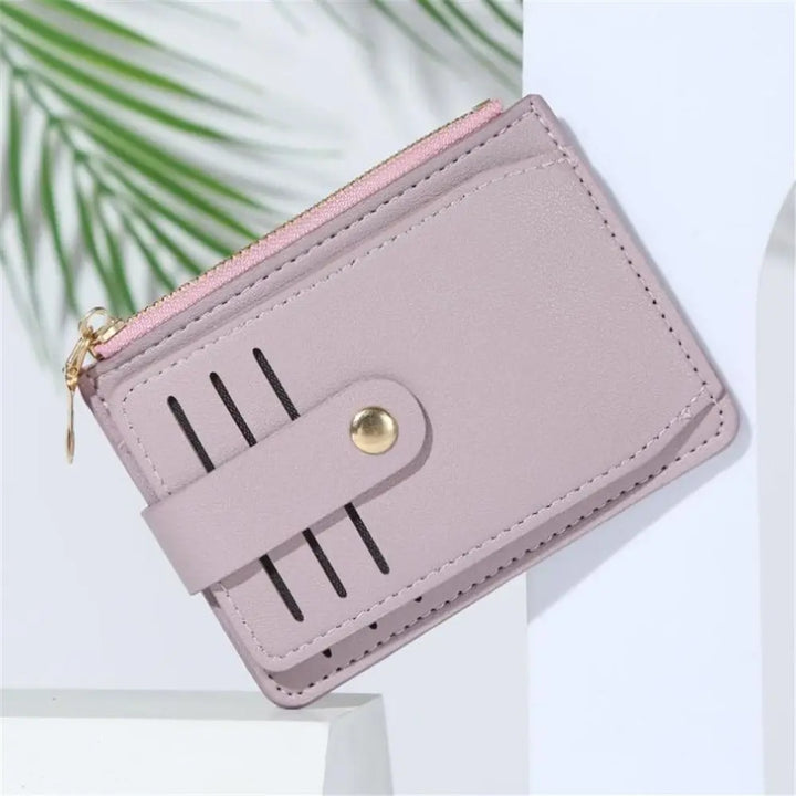 PU Leather Coin Wallet with Card Holder & Zipper