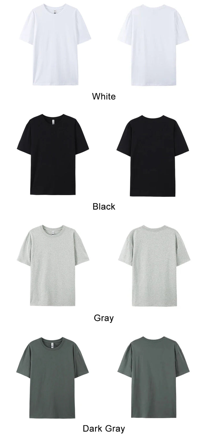 100% Cotton Solid Tshirts Men Woman Short Sleeve Fashion Brand Trend Casual Soft Clothing Tees Customized Products Summer Tops