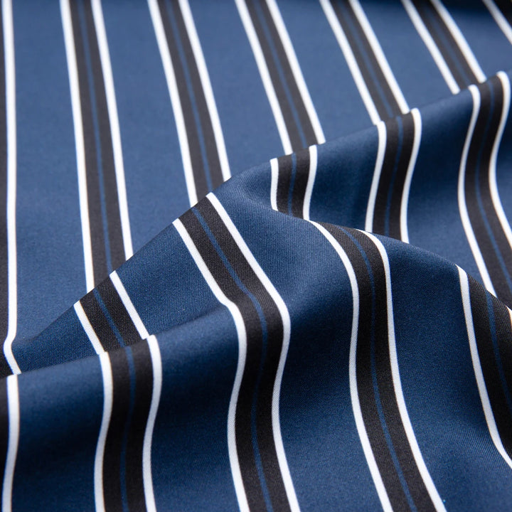 Men's Elegant  Striped Iron-Free Long Sleeve Dress Shirts - Breathable, Stretchy Casual Button Up Shirt For Formal Occasions