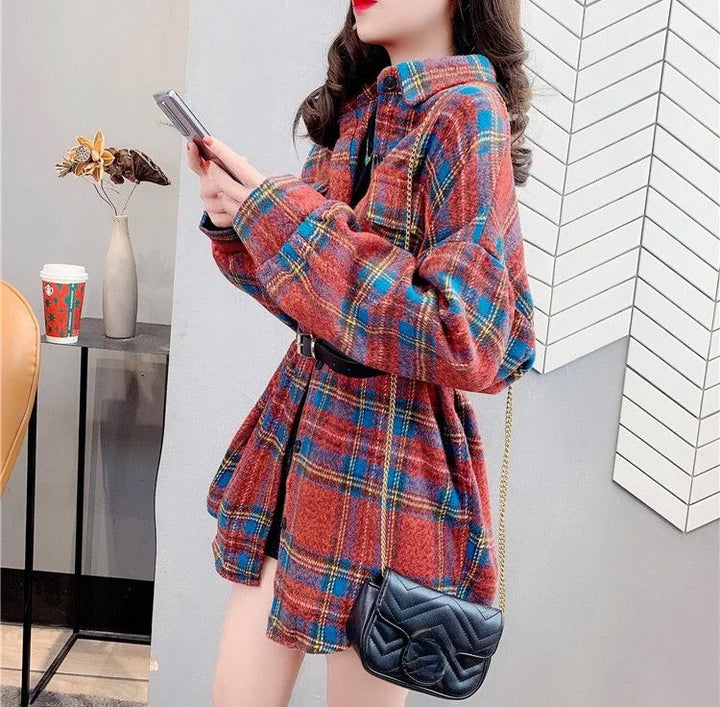 Women’s Vintage Check Jacket – Luxury Spring & Autumn Casual Coat 2025