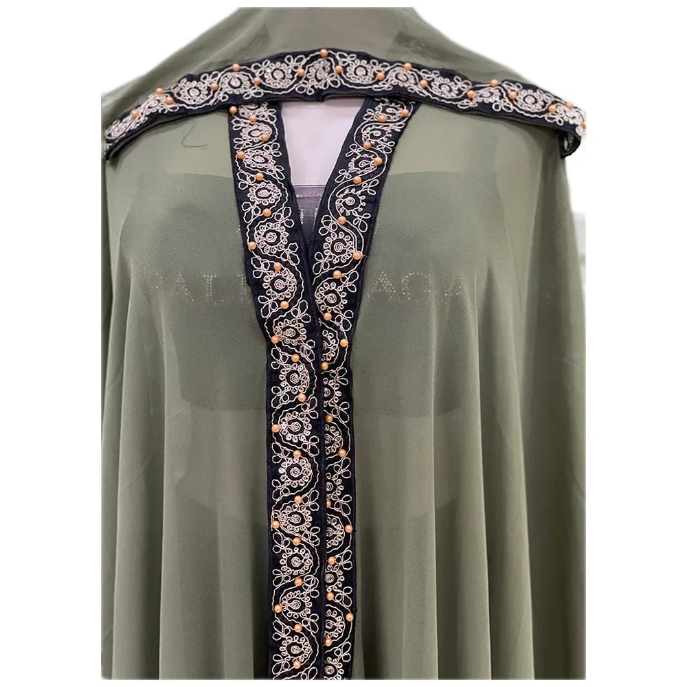 Abaya Morocco Kaftan Dubai Hooded Maxi Dress Bat Sleeve Farasha Kaftan Muslim Women African Open Kimono Boubou Evening Dresses