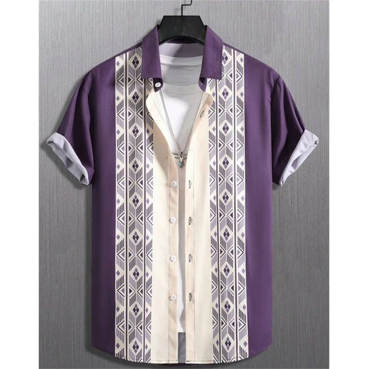 Hawaiian Shirts For Men 3d Striped Print Short Sleeve Shirts Summer Loose Casual Tops Simple Fashion Oversized Men Clothing