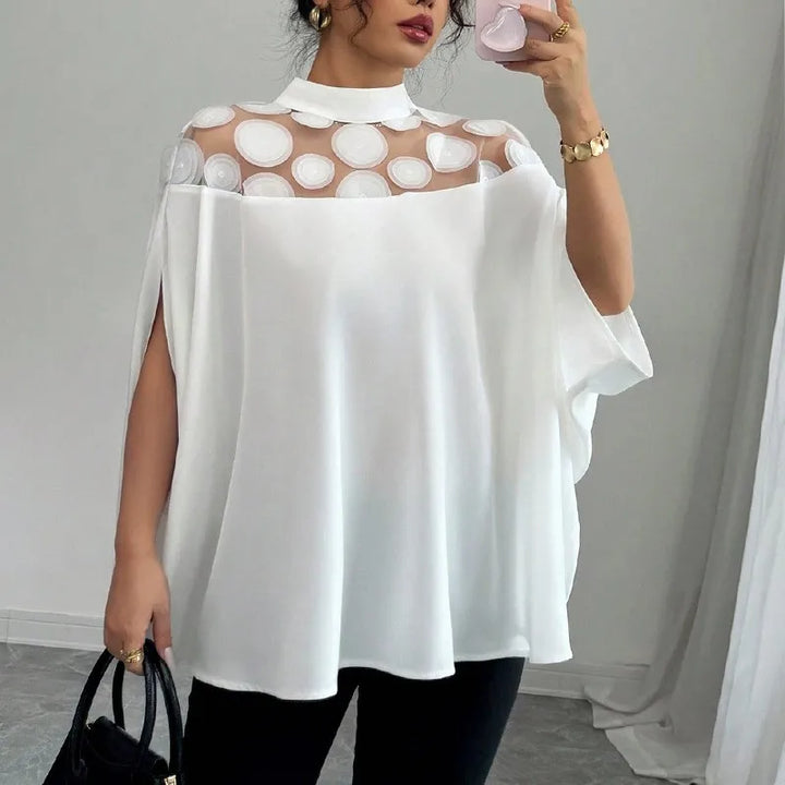 Women’s Mesh Off-Shoulder Top – Summer Bat Sleeve Shirt