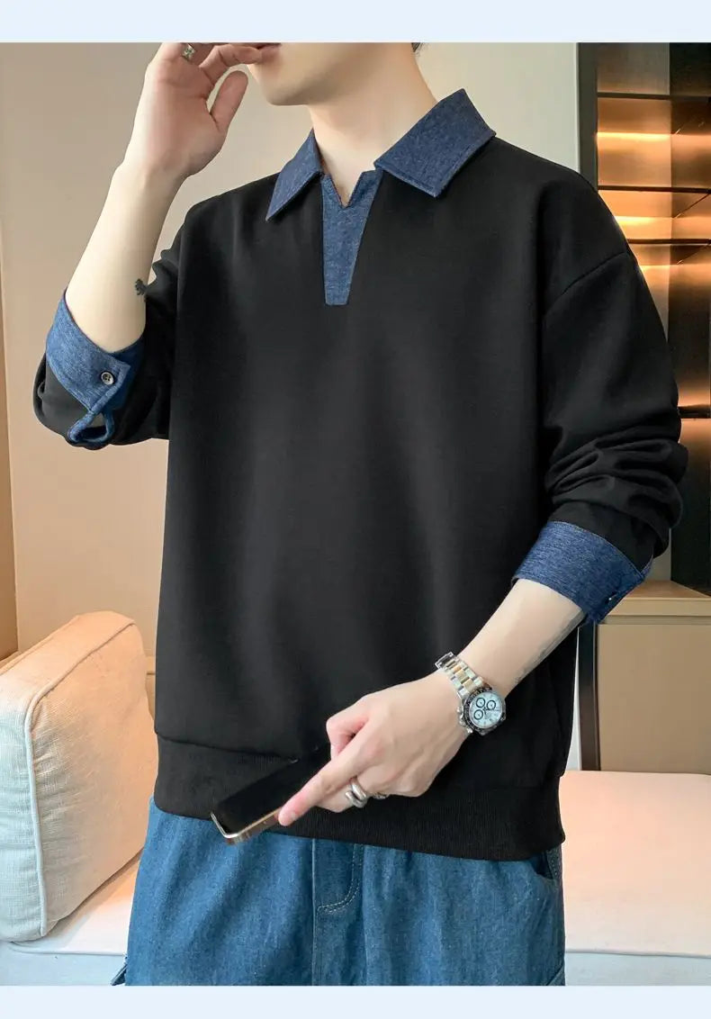 Men’s Spring/Autumn Sweatshirt – Trendy Loose Fit, Casual Long Sleeve