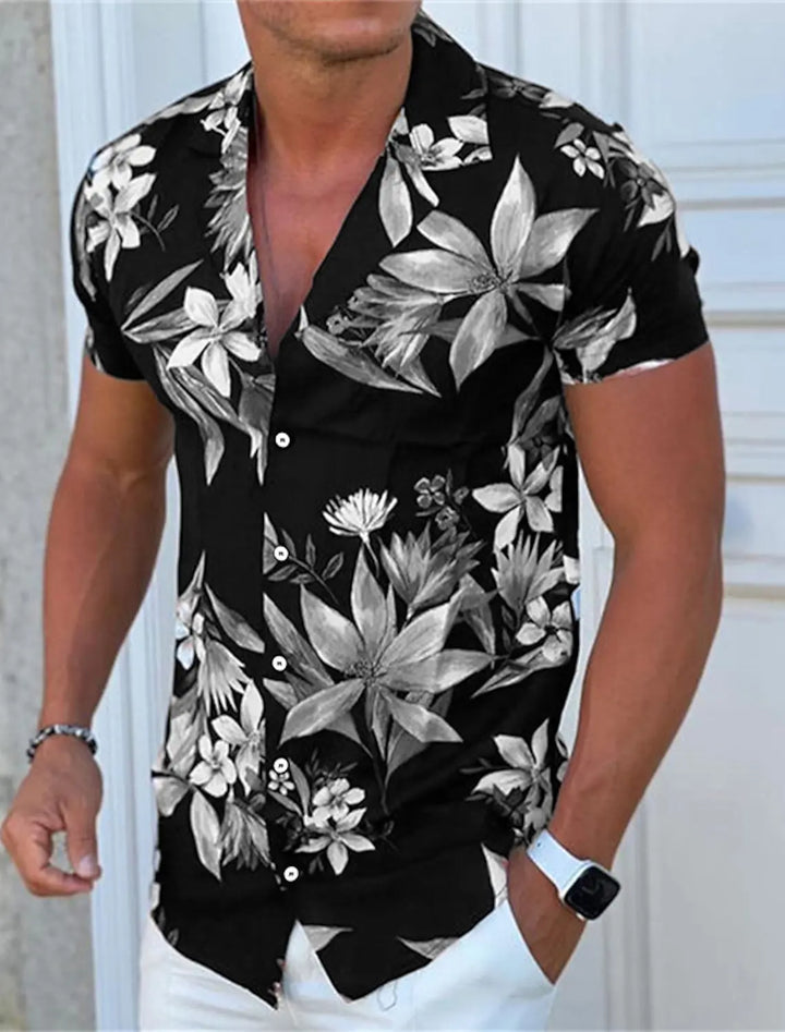 Men's Shirt Button Summer Floral Shirts for Men Street 3d Print Plus Size Hawaiian Beach Breathable Short Sleeve