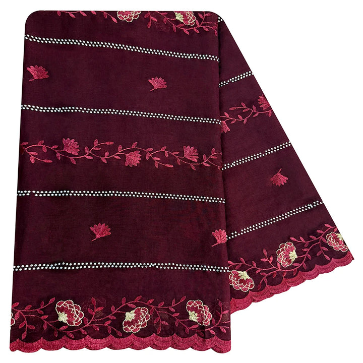2026 KASHKHA Style 100% Cotton Fabric Embroidered Scarf African Muslim Headscarf Dubai New Floral Style For Prayer