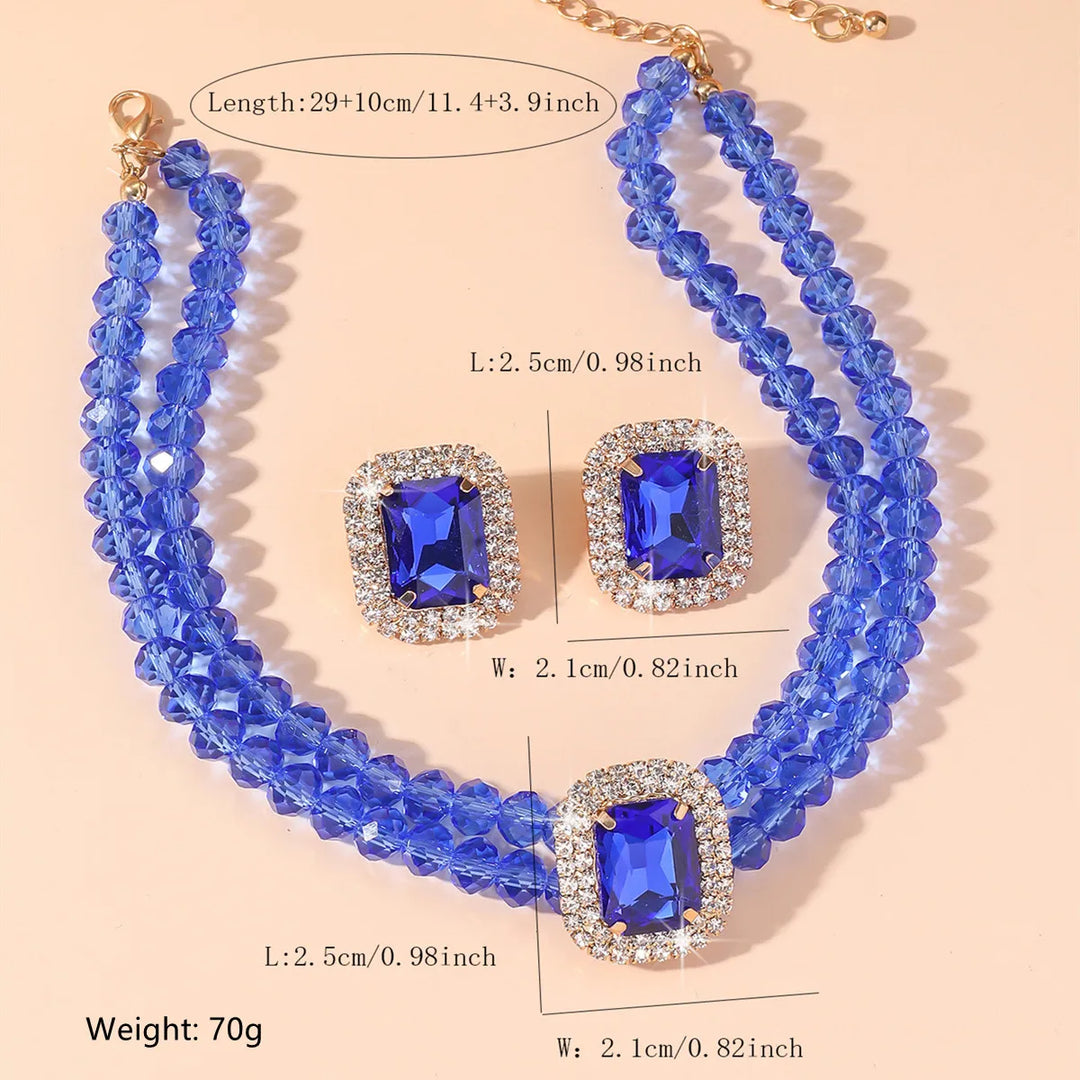 Kristall-Choker- und Ohrring-Set für Damen – Partyschmuck