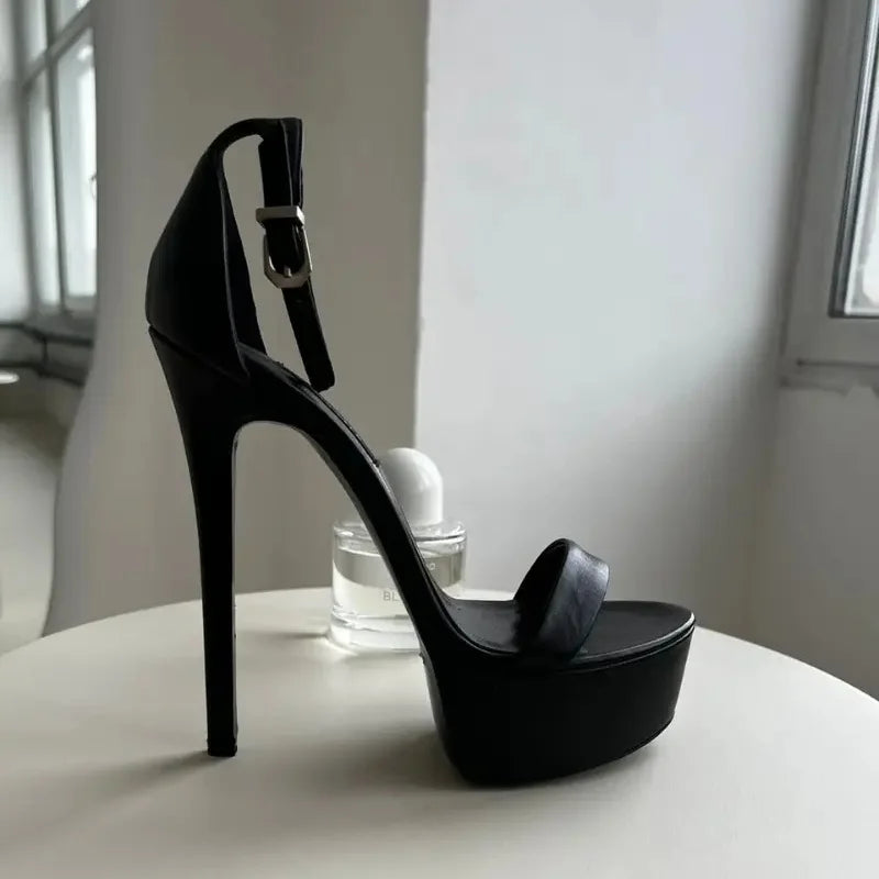 Women’s Summer High-Heeled Sandals – Peep Toe, Round Toe, Ankle Strap