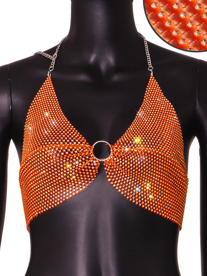 Sexy black White Summer crop top women festival Beach club outfits Party tank top t shirt woman Halter Rhinestones tops topy Hot