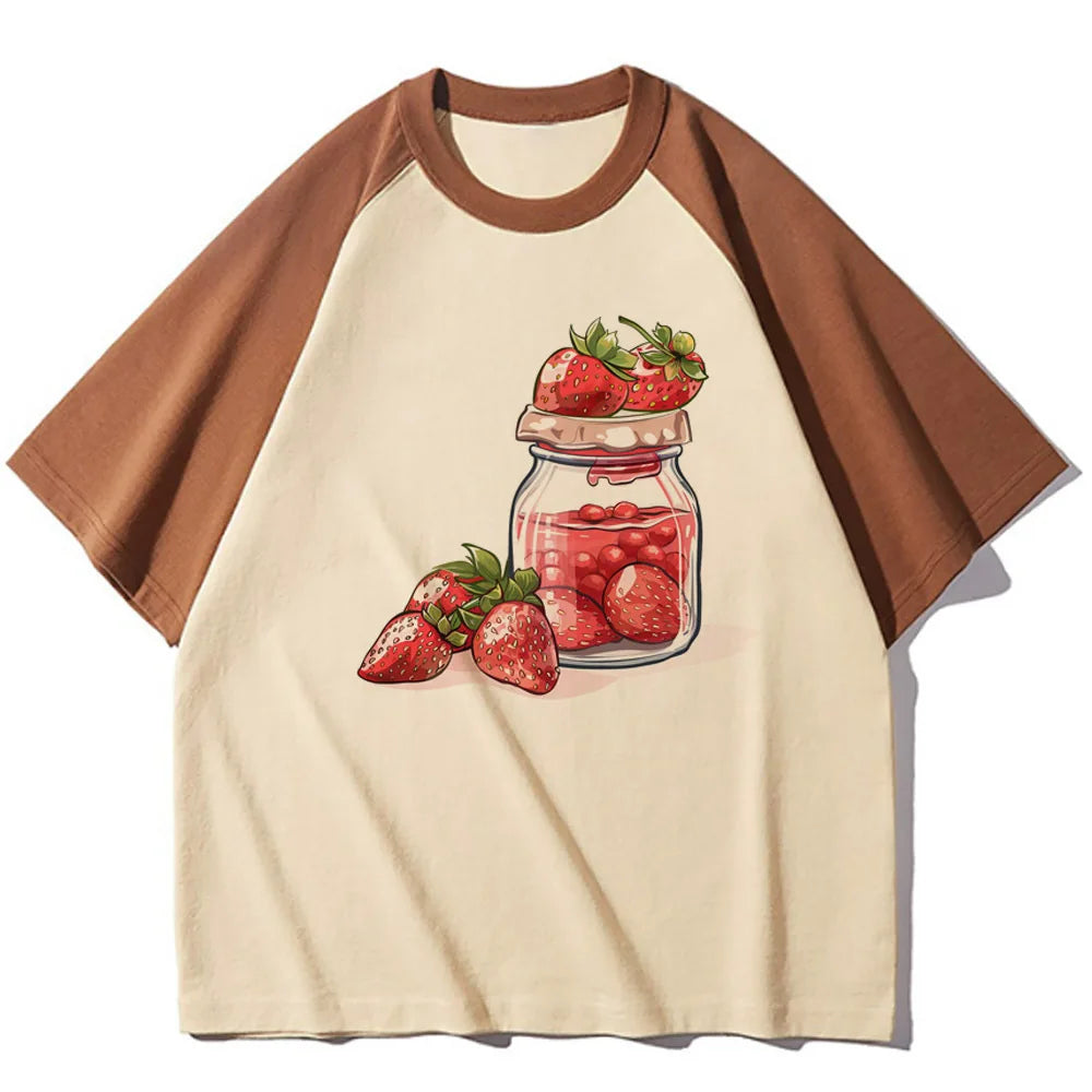 Strawberry t-shirts women elegant Tee girl Japanese graphic streetwear clothing