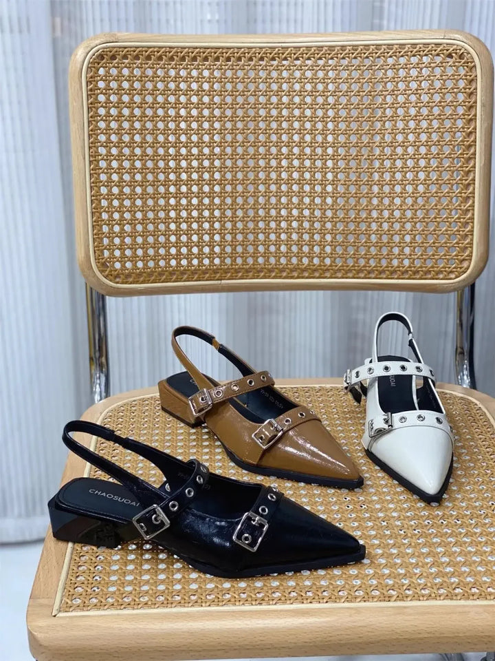 2025 Women’s Pointed Toe Sandals – Low Heels, Comfortable & Anti-Slip