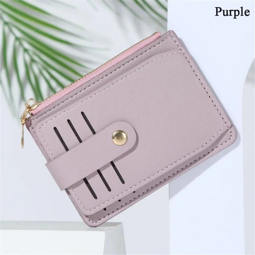PU Leather Coin Wallet with Card Holder & Zipper