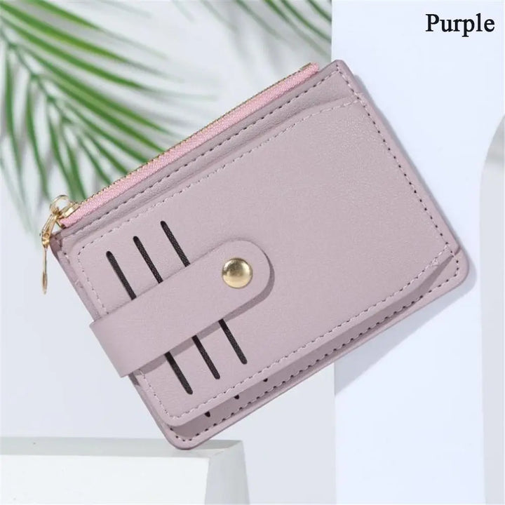 PU Leather Coin Wallet with Card Holder & Zipper
