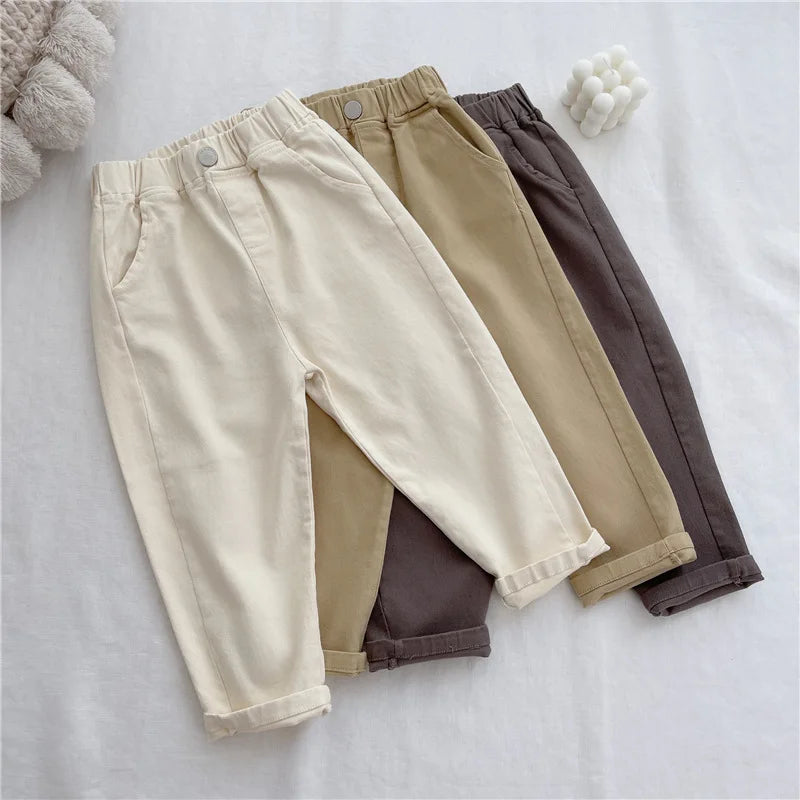 Korean Style Kids Pants - Autumn Spring Slacks for Boys & Girls, Foreign Fashion Trousers Winter Clothes for Girls