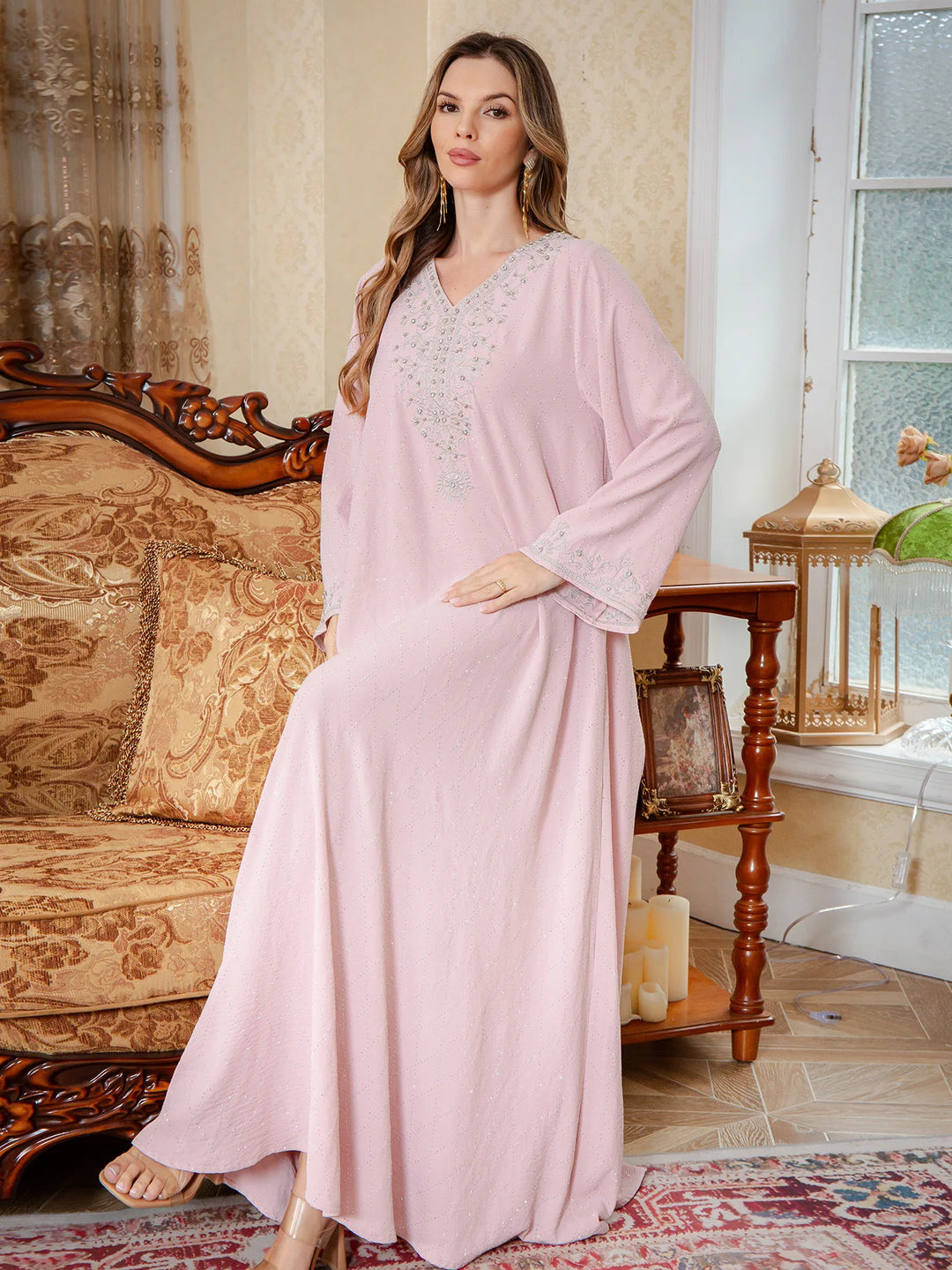 Muslim Abayas Arabic Embroidery Kaftan Women's Elegant Dresses Dubai Kaftan Eid Ramadan Caftan Robe Jalabiya Turkey Morocco Gown
