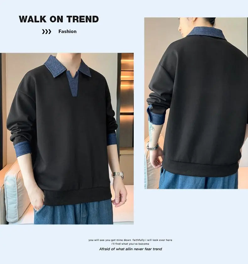 Men’s Spring/Autumn Sweatshirt – Trendy Loose Fit, Casual Long Sleeve