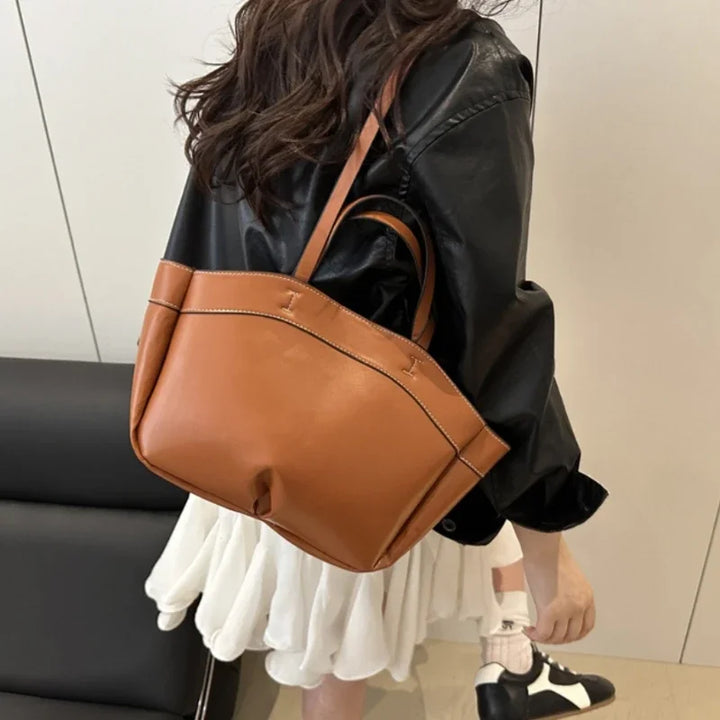 Women’s PU Leather Tote Bag – Large Vintage Shoulder & Crossbody Purse