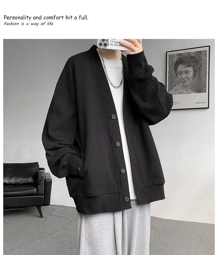 Plus Size Men’s Sweatshirt M–8XL – Heavy Blend Single-Breasted Autumn Jacket