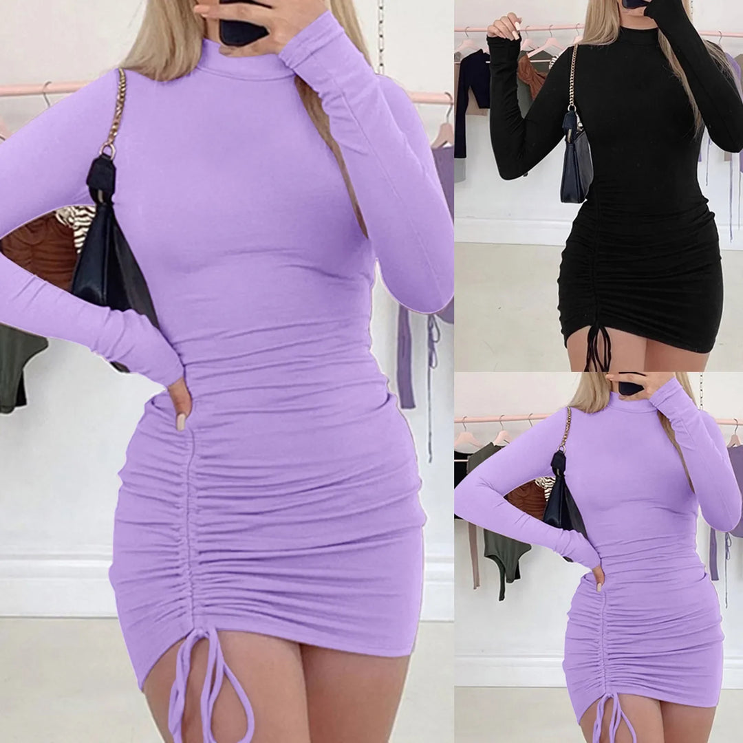 Women’s Long Sleeve O-Neck Dress – Tight-Fit Elegant Party Dress 2025