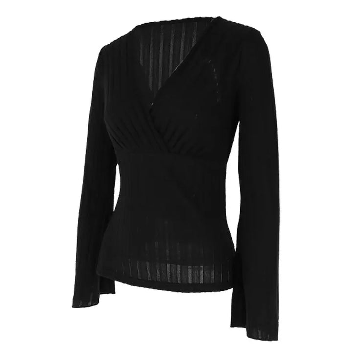 Women’s Cropped Long Sleeve Top – Casual Pullover T-Shirt