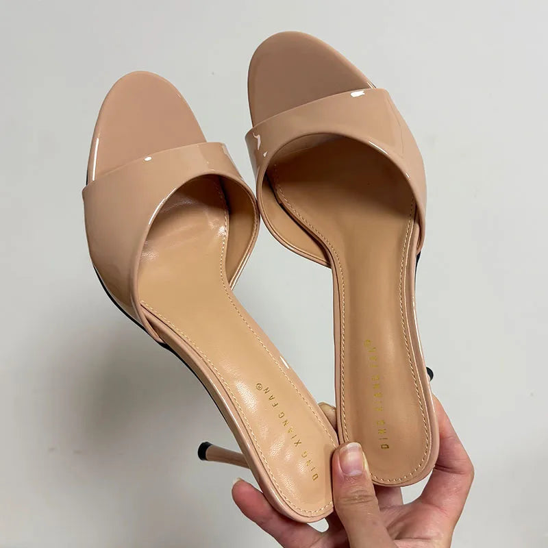 Women’s Heeled Slides – Round Toe Thin Heel Sandals