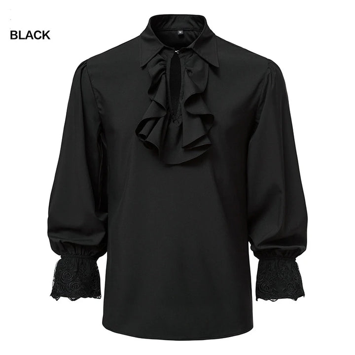 Men Shirts Medieval Retro Performance Dress Shirtspuff Sleeve Casual Stage Cosplay Party Male Clothes Chemise Shirt S09