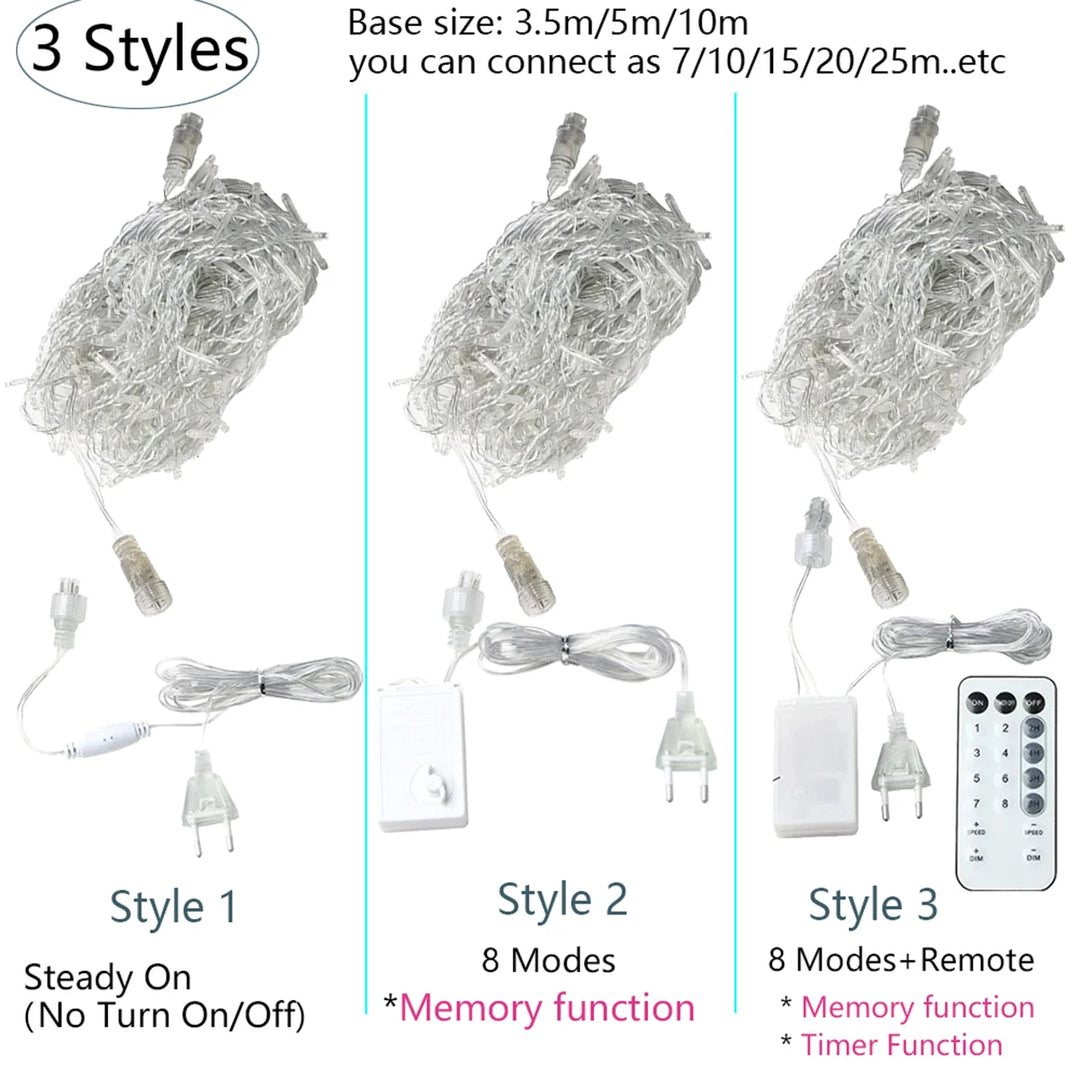 أضواء سلسلة جليدية LED للحديقة والفناء