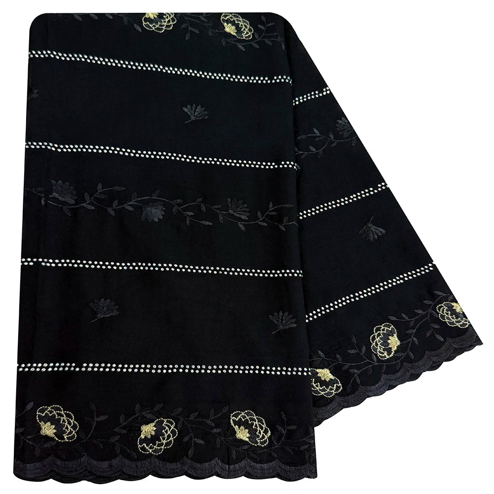 2026 KASHKHA Style 100% Cotton Fabric Embroidered Scarf African Muslim Headscarf Dubai New Floral Style For Prayer