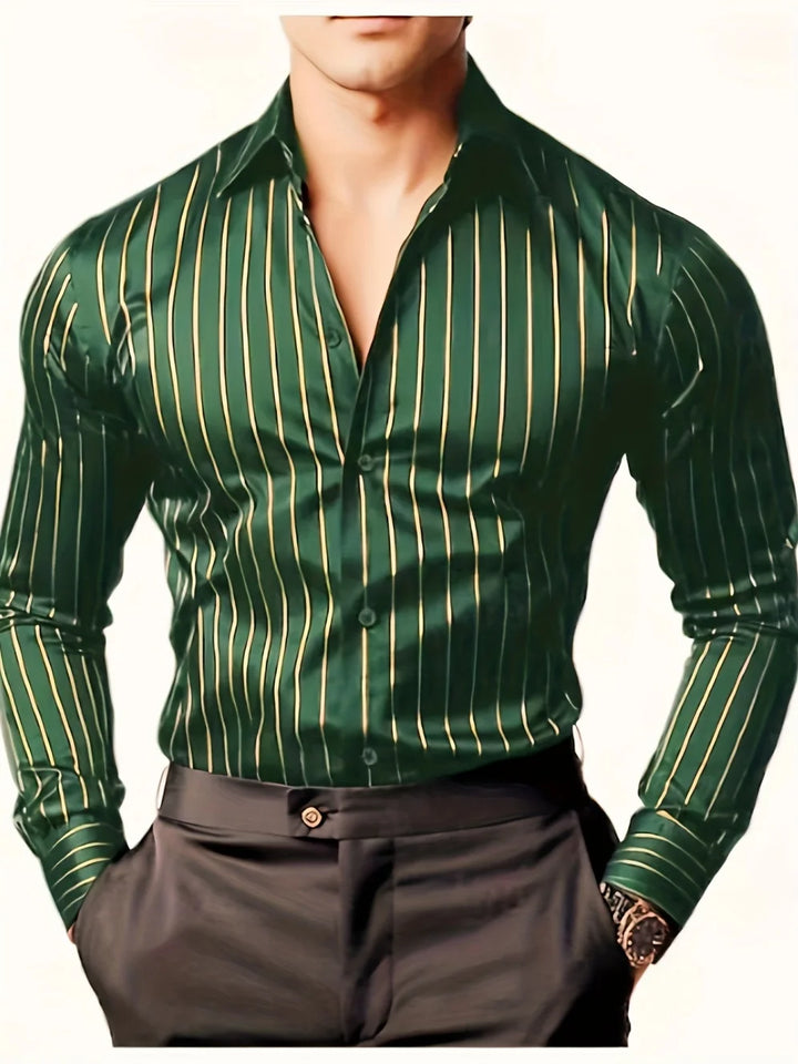 Man Shirts Elegant Formal Business Minimally Striped Print Design Casual Fashion Multifunctional Suit Substitute Shirts for Men