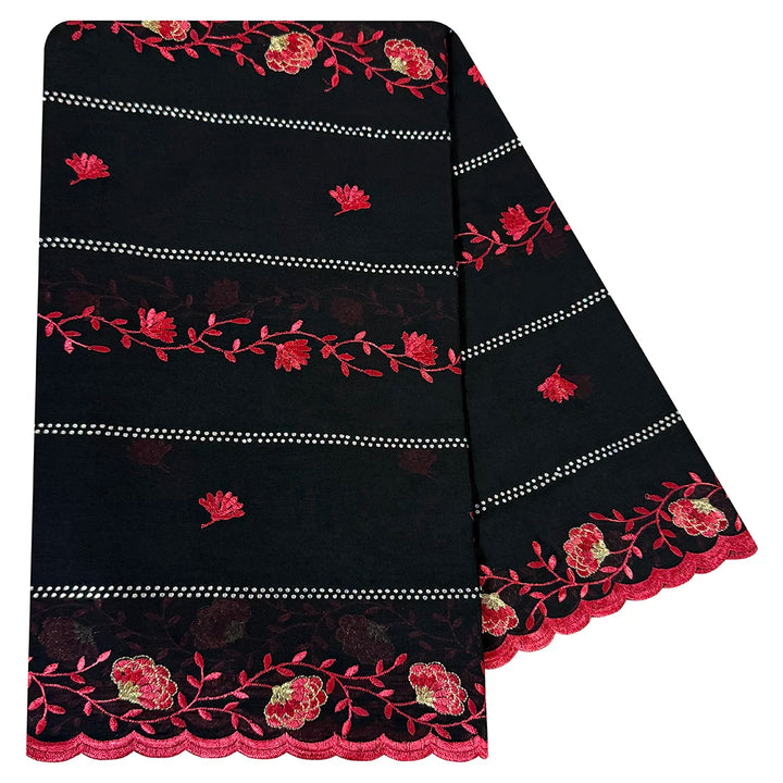 2026 KASHKHA Style 100% Cotton Fabric Embroidered Scarf African Muslim Headscarf Dubai New Floral Style For Prayer