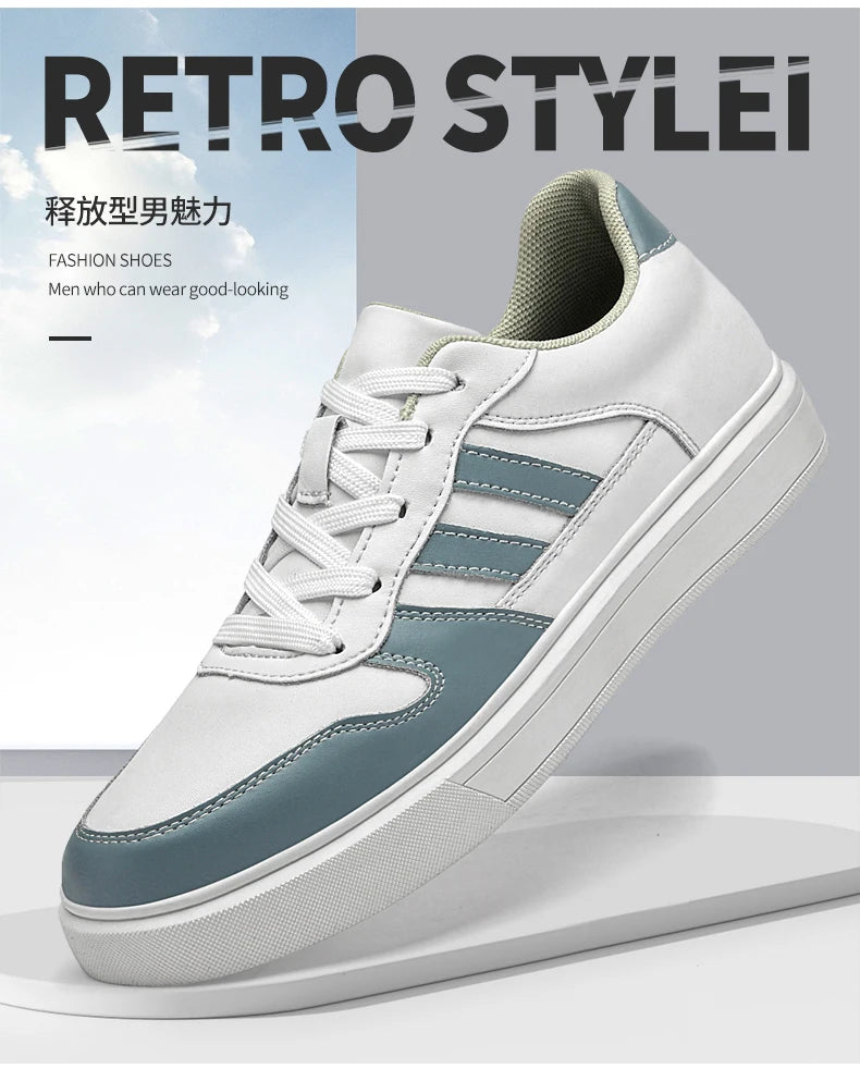 Shoes for Men Four Season Vulcanized Footwear Non-slip Casual Sneakers Fashion New Leather Round Toe Walking shoes tenis jeans