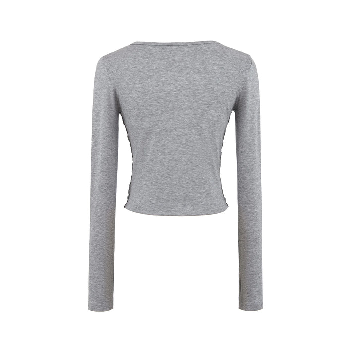 High Strecth T-shirts for Women Long-sleeved Lace Cardigan with Suspenders