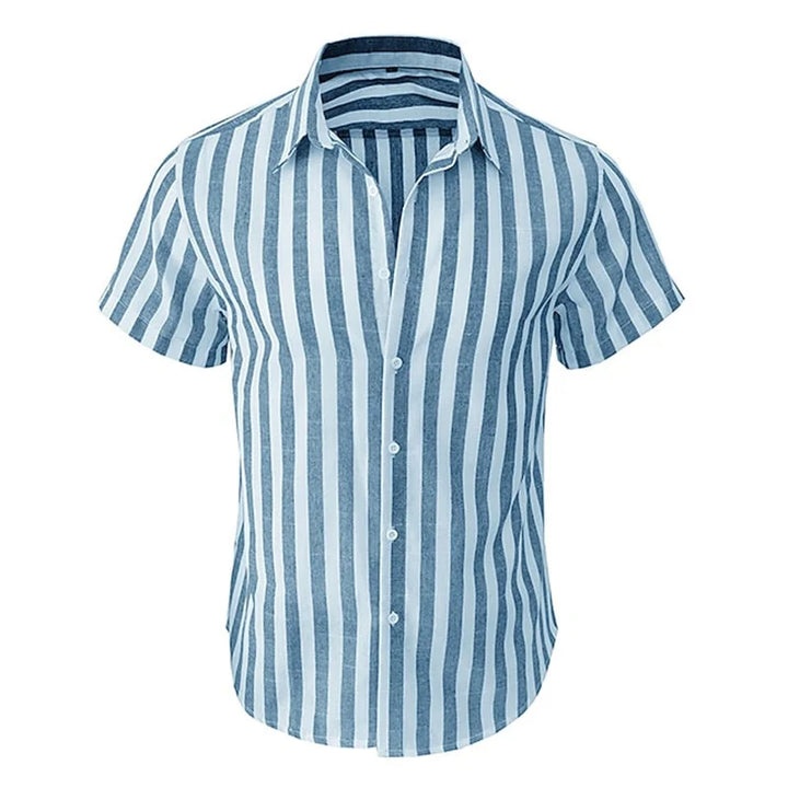 Alternating Striped men's Shirts Summer Minimalist Shirts Beach Casual Style Short Sleeved Shirt Men's Hawaii Vacation Shirt