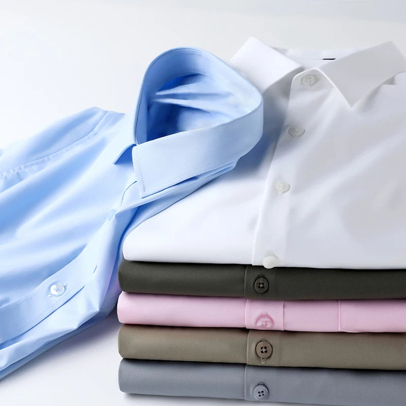 Men's Black Short Sleeve Dress Shirt Slim Fit Non-iron Formal Business Button Down Shirt for Office