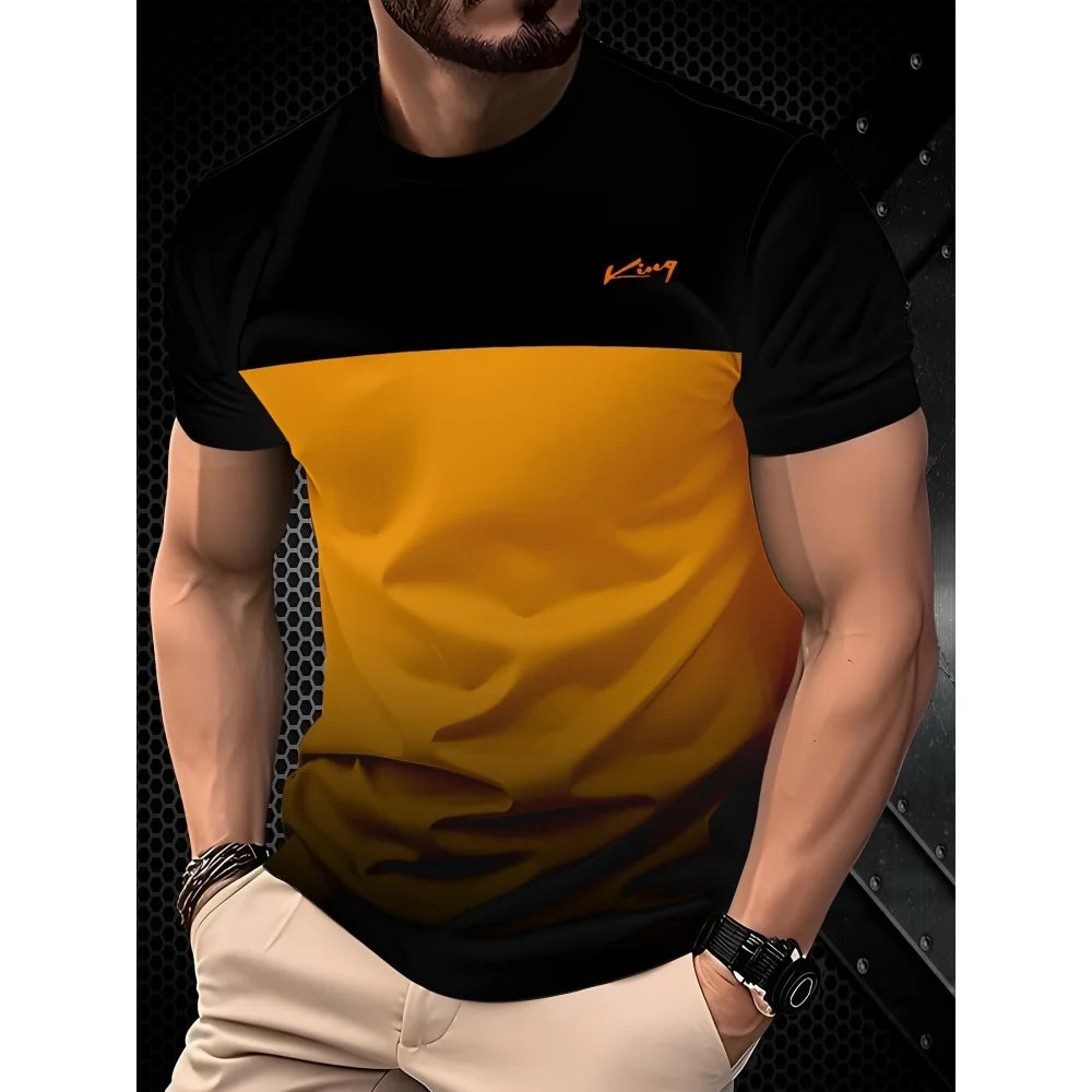 Shirt for Man Stripe Print Street Graphic T-Shirts Trendy Men's Short Sleeve Clothes Casual Summer Outdoor Oversized Clothing