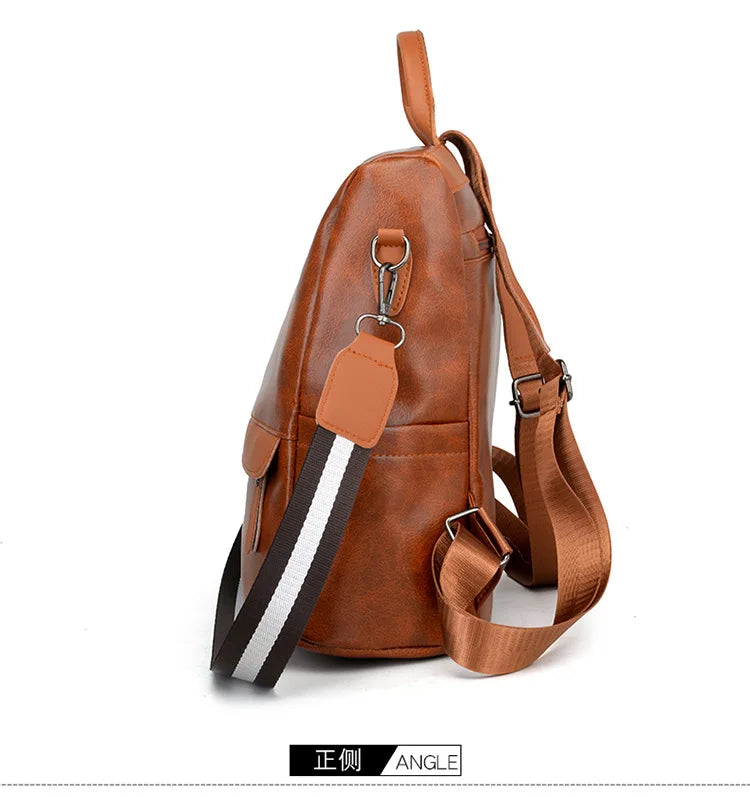 Women’s PU Leather Backpack – Fashion Daypack Shoulder Handbag