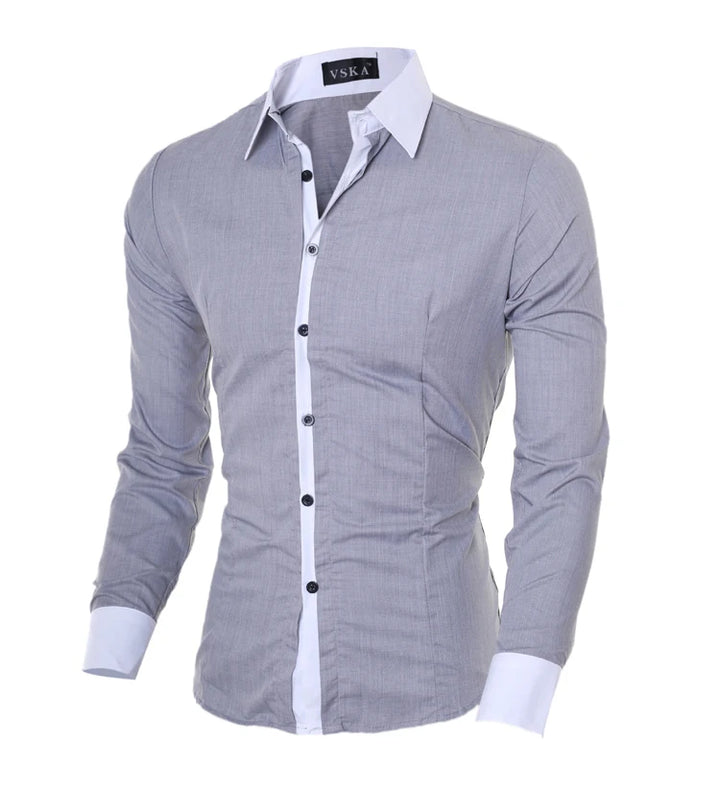 Men Long Sleeve Shirt 2025 Spring Striped Shirts Slim Fit Male Casual Social Patchwork Shirt Turn-down Collar Camisa Masculina