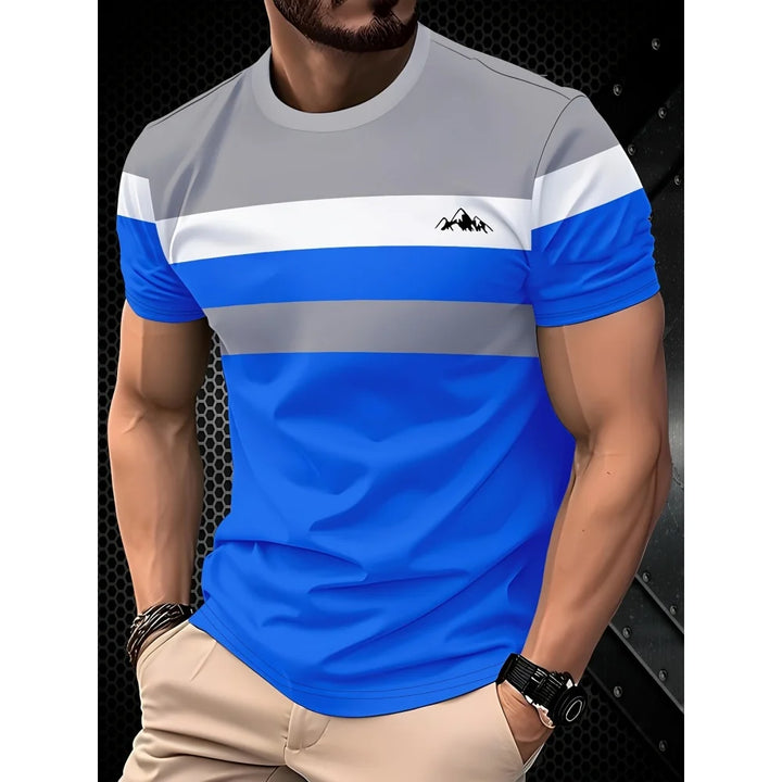 Shirt for Man Stripe Print Street Graphic T-Shirts Trendy Men's Short Sleeve Clothes Casual Summer Outdoor Oversized Clothing