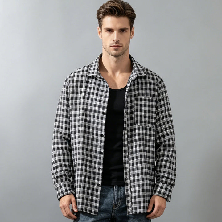 Men's Shirt Spring And Autumn Coat Fashionable Classic Checkered Youth Casual Comfortable And Fashionable Button Up Long Sleeved